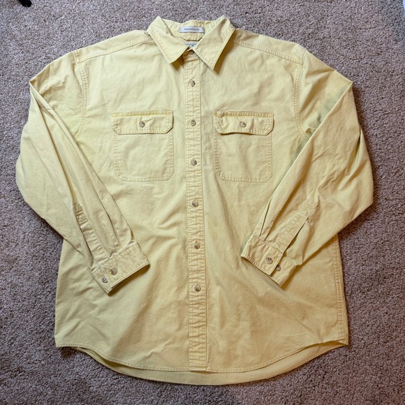 L.L. Bean Other - LL Bean Button Down Shirt Mens L Yellow Cotton Canvas Traditional Fit